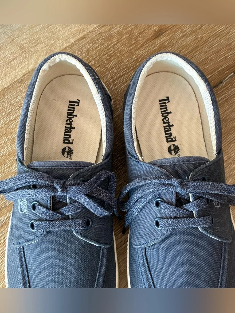 Timberland Newport Bay Navy Blue Canvas Boat Shoes Mens Shoes Size US 7.5 EU 41